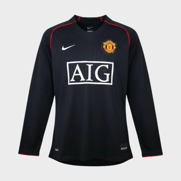 Camisa Manchester United 2007/2008 Retrô Manga Longa Preta
