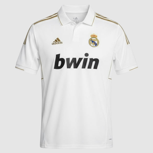 Camisa Real Madrid Home 11/12 Retro Branca Dourada