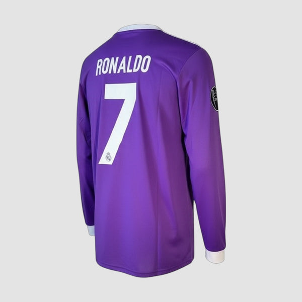 Camisa Manga Longa Retrô Real Madrid II Cristiano Ronaldo #7 2016 - Torcedor Masculina - Roxo